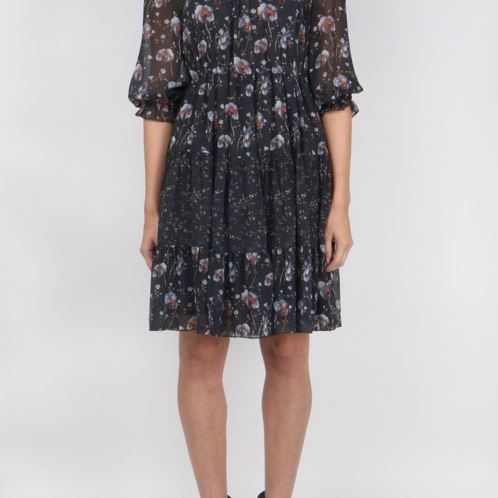 Ulla Johnson Skye Silk Georgette Dress, Midnight Blue, size 10